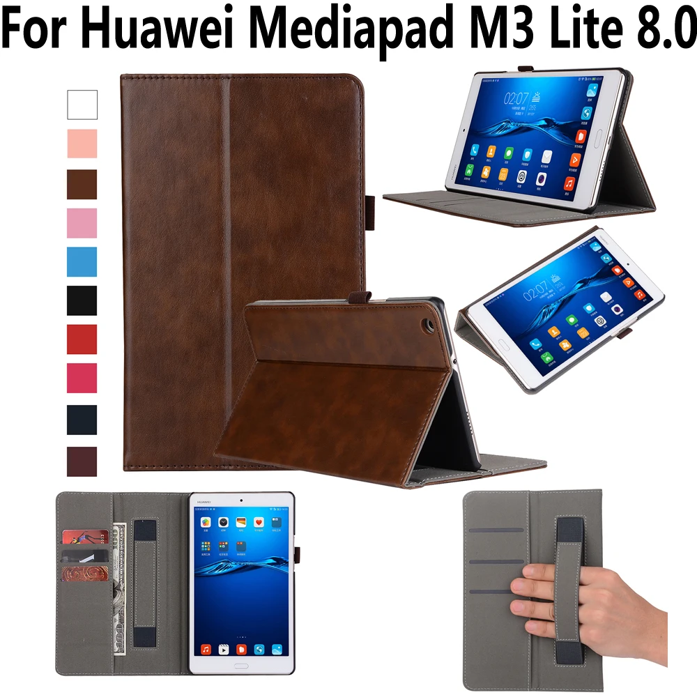 

Hand Hold Premium Leather Case For Huawei Mediapad M3 Lite 8.0 CPN-L09 CPN-W09 Cover Stand Smart Case for Huawei M3 Lite 8.0 8
