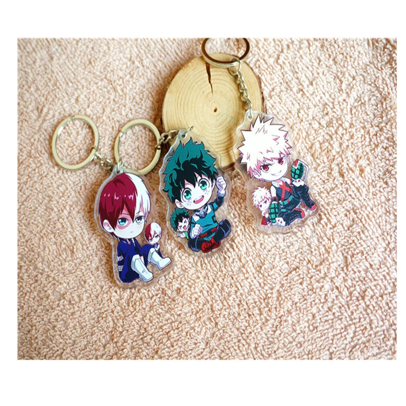 

1pcs Anime Keychain My Hero Academia Tiny Theirs Izuku Midoriya Boku no Hiro Shoto Todoroki DOubleside Keychains Keyrings