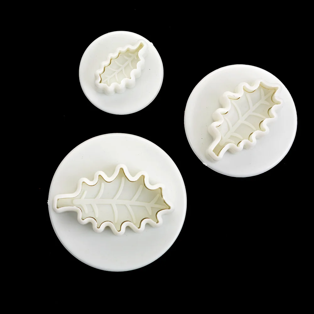 

3 Pcs Christmas Leaf Cake Plunger Fondant Sugarcraft Mold Cookie Cutter Stamp Cake Decorating Tools Pastry Cookie Cake Moulds
