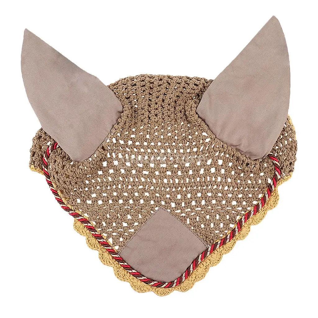 MagiDeal Horse Crochet Fly Veil Breathable Cotton Ear Net / Bonnet / Hood - Various Colors 3