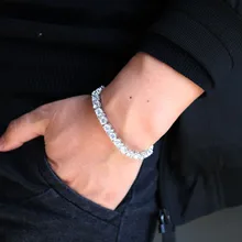 Модные хрустальные теннисные браслеты, циркониевые бусины, браслеты с цепочкой, серебряные пряди, браслеты для хип-хопа, мужские wo, мужские ювелирные изделия