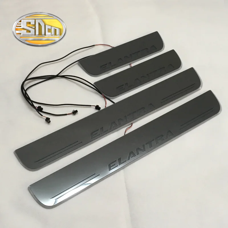  SNCN 4PCS Acrylic Moving LED Welcome Pedal Car Scuff Plate Pedal Door Sill Pathway Light For Hyunda