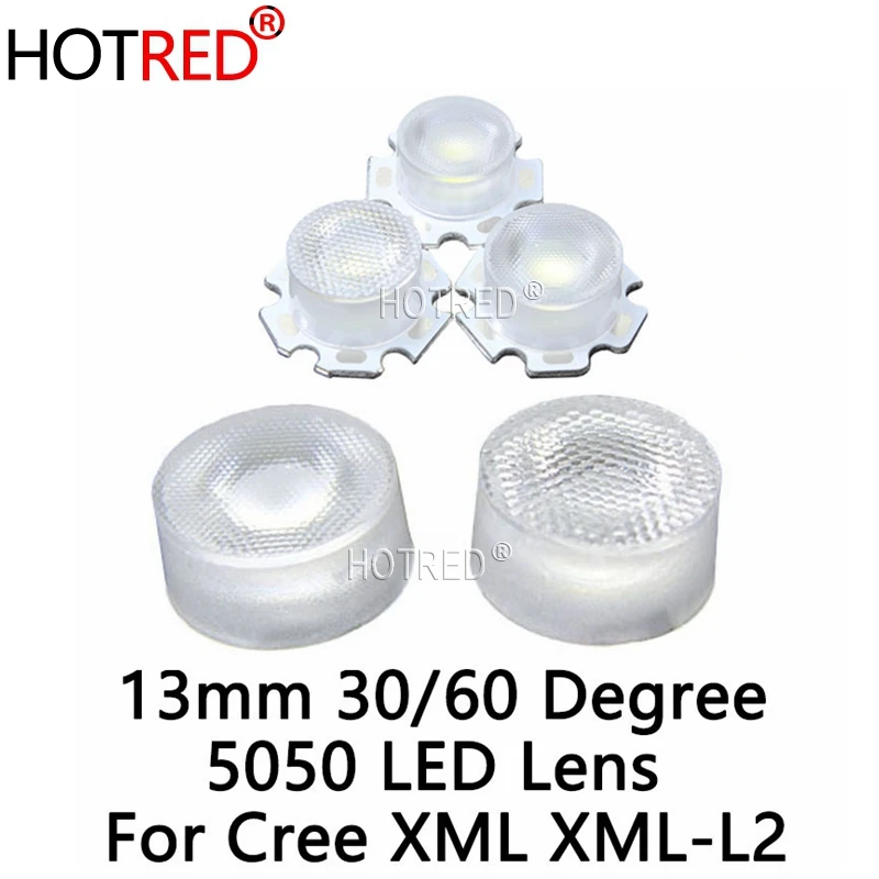 

10pcs 13.5mm 5050 Cree XML T6 XML-L2 LED Lens 30 60 Degree XHP50 Optical Grade PMMA Led Lens Holder Plano Reflector Collimator