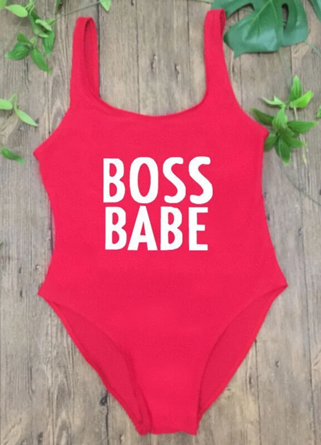 

Beachwear trend Bodysuit sexy One piece swimsuit lady BOSS BABE female Backless Swimwear letter Print hot sale Bathing Suit