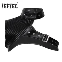 Женские черные костюмы с эффектом мокрого вида из искусственной кожи с бретелькой через шею на одно плечо Регулируемый стимпанк готический корсет на грудь бюстье