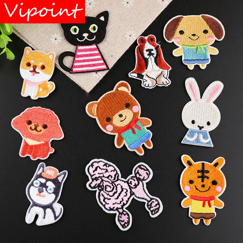 

VIPOINT embroidery bear cats dogs tiger rabbit patch cartoon animal patches badges applique patches for clothing YX-125