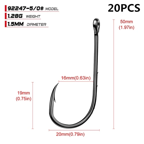50 шт.(4/0#-6#)-20 шт.(6/0#5/0#) 92247 Высокоуглеродистая сталь рыболовный крючок Baitholder Рыбная блесна антикоррозийный Карп Рыболовный крючок - Цвет: size(5-0)-20pcs
