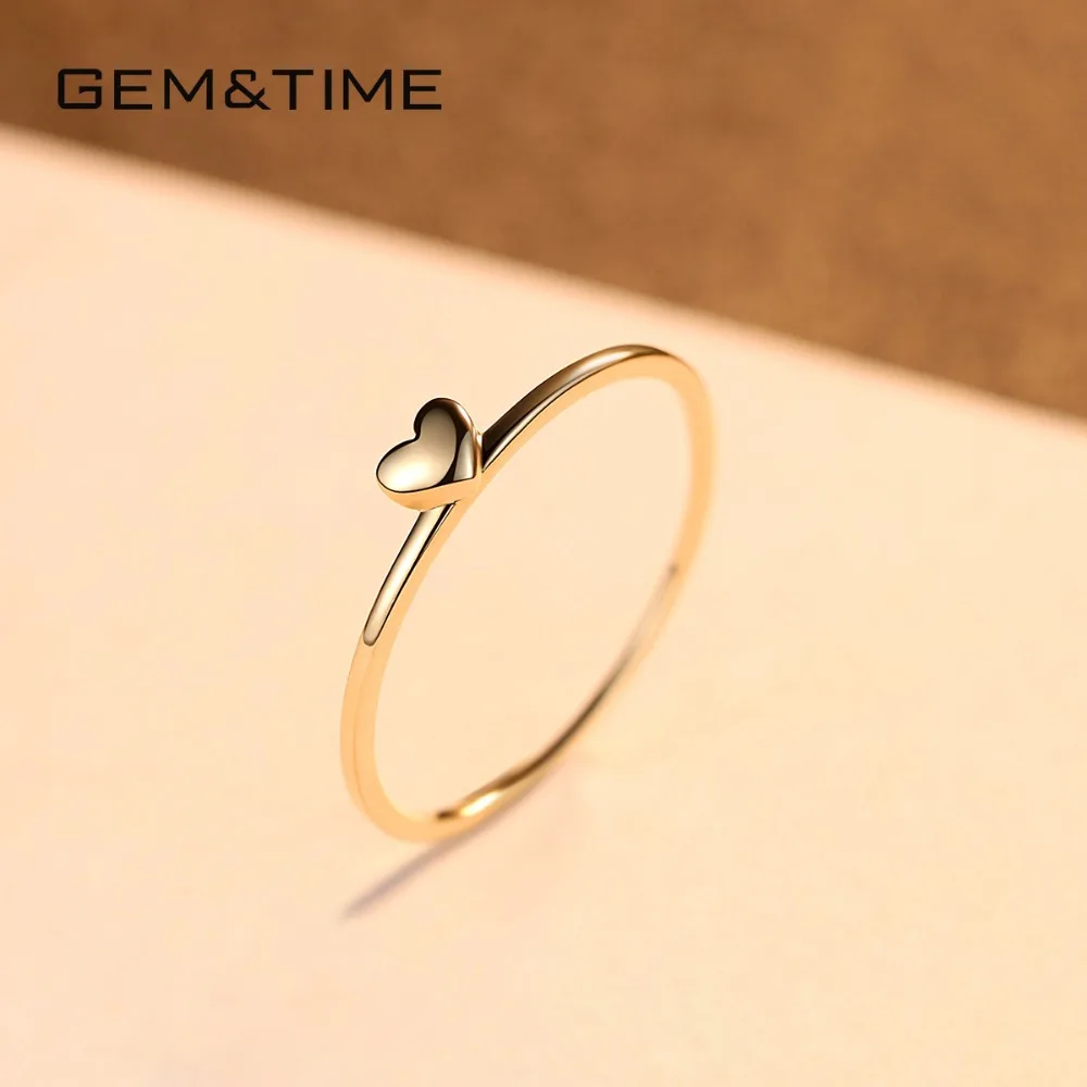 Gem& Time, роскошное сердце, круглое, чистое, твердое, 14 К золото, кольца для женщин, для свадьбы, помолвки, хорошее ювелирное изделие, желтое золото, Anillos AU585 R14004