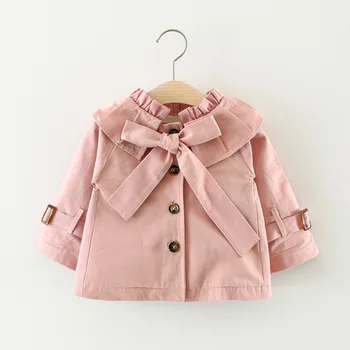 

1-3Y Autumn Kids Girls Jackets Solid windbreaker Trench Overcoat Outerwear Autumn Fashion Girl Kids Jacket