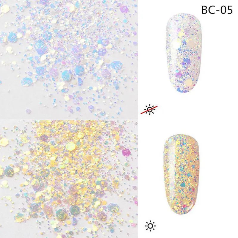 1pot лазерные прозрачные блестки конфеты шестигранные Стразы для маникюра украшения хлопья 3d Маникюр УФ гель лак горячий - Цвет: 5