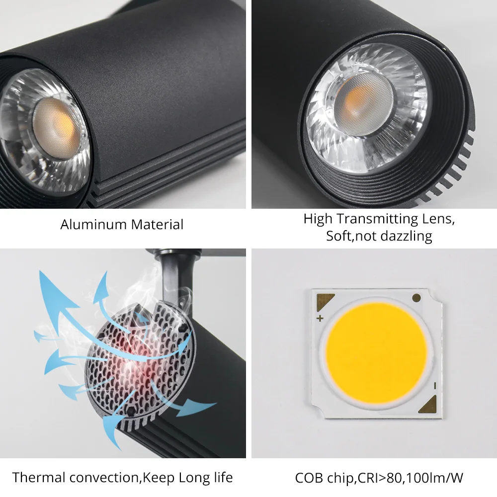 30 Вт COB Rail Lamp 2 провода Led Track Light 200 240 В Освещение для дома магазин одежды фруктовый