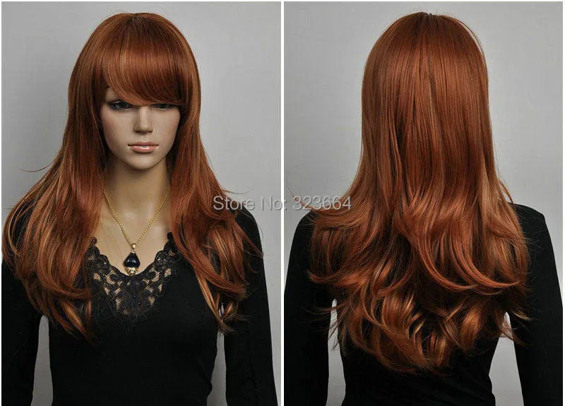 FREE SHIPPING ! New Cosplay long brown mixed Wavy Hair women wig |