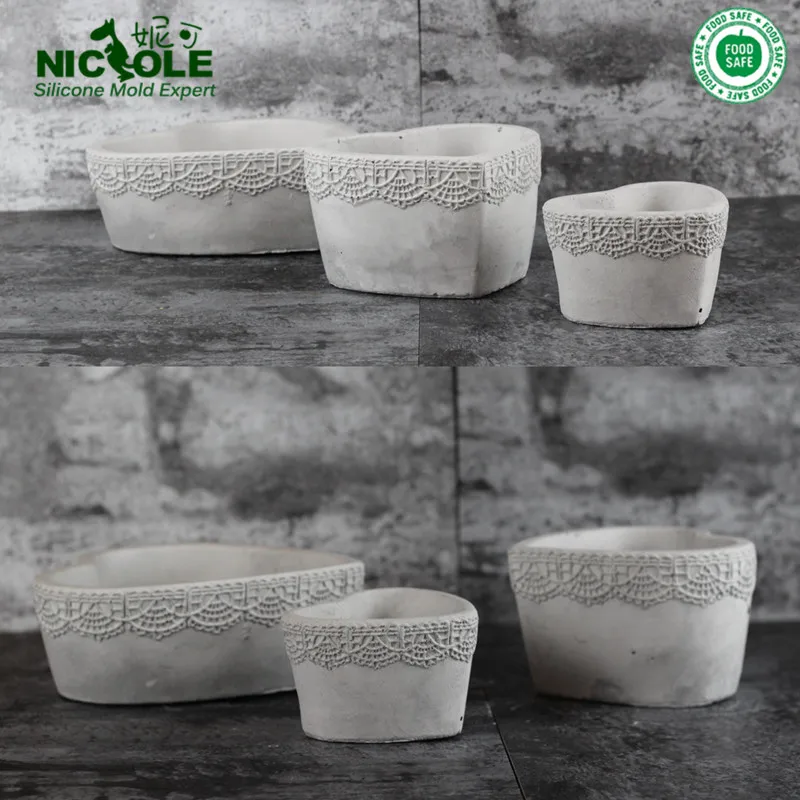 Nicole Silicone Concrete New Geometric Concrete Cement 3D Vase Handmade