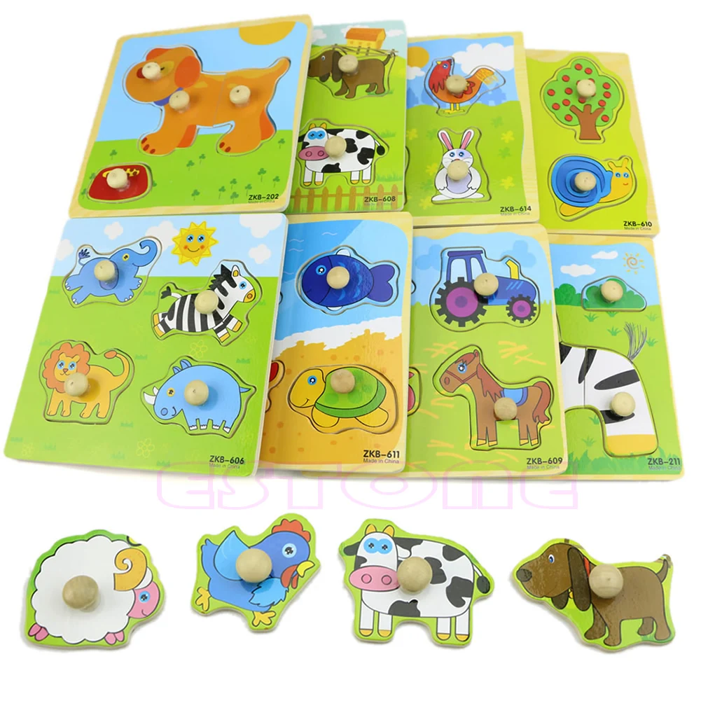 Регулируемая красочная 4 Форма для маленьких детей развивающие кирпичные деревянные головоломки животных игрушка Прямая поставка De12