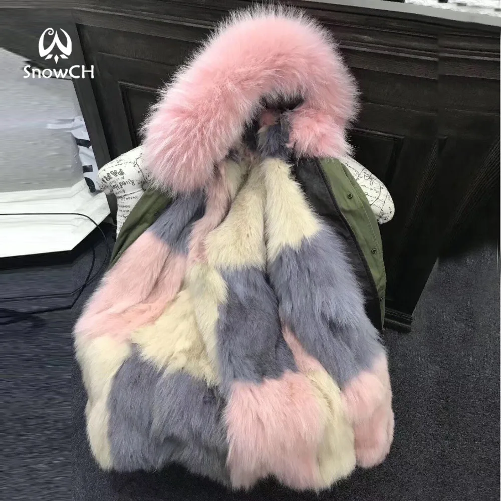 Discount 2018 new fashion women luxurious Large raccoon fur collar hooded coat warm Fox fur liner parkas long winter jacket F939 0