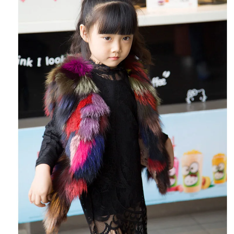 

Fashion 2017 New Kids Colourful Fox Fur Vest Children Girls Autumn Winter Warm Thick Fur Vest Baby Multiple Colour Vests MHV05