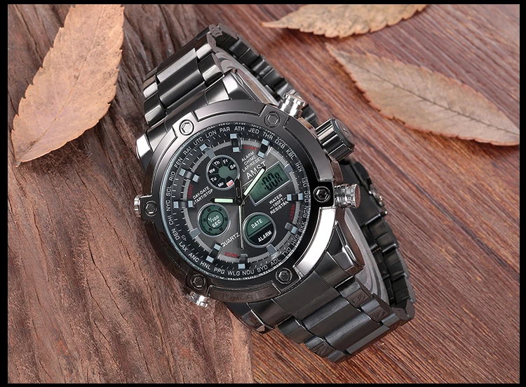  Watch Men Top Brand AMST 3022 Dual Display Wristwatches Luxury Watches Sports Military 50M Waterpro