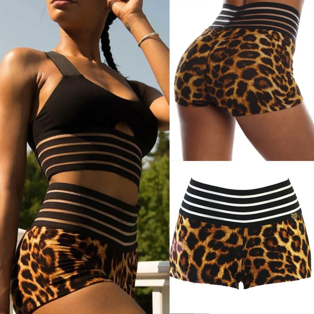 Women-Shorts-Casual-Leopard-Print-Leggings-Sports-Running-Yoga-Athletic-Short-spodenki-jeansowe-damskie-spodenki