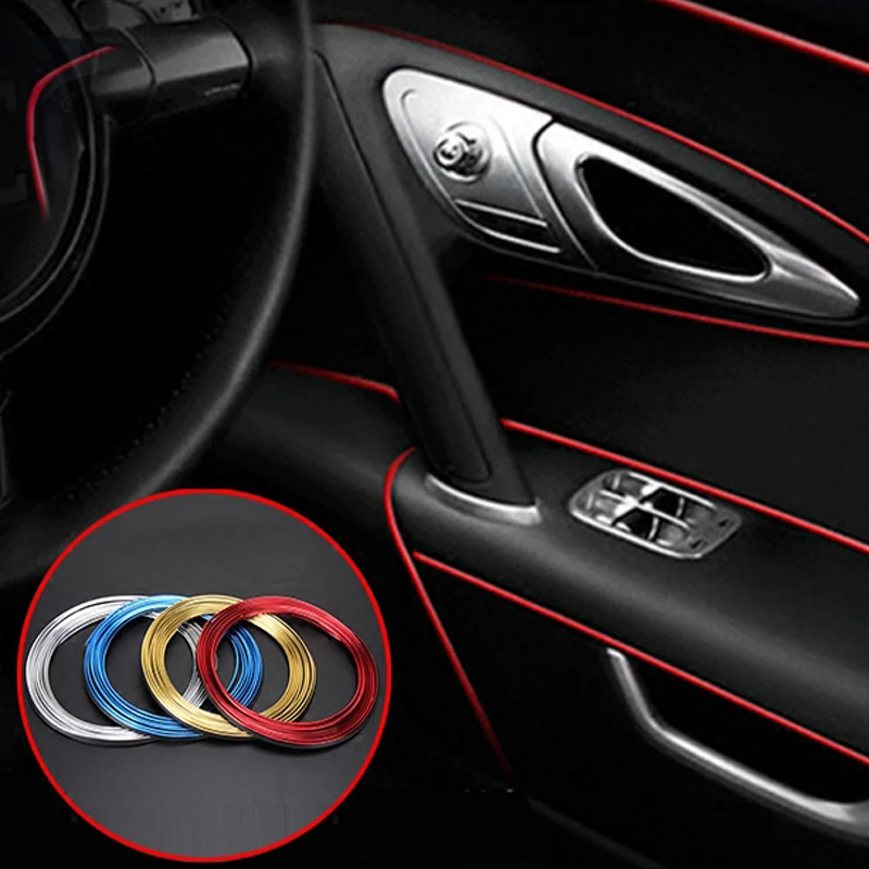 Украшение интерьера автомобиля планки Литье отделка панель приборов край двери универсальный для BMW Lada автомобильные аксессуары, полоса, стильная, Стикеры