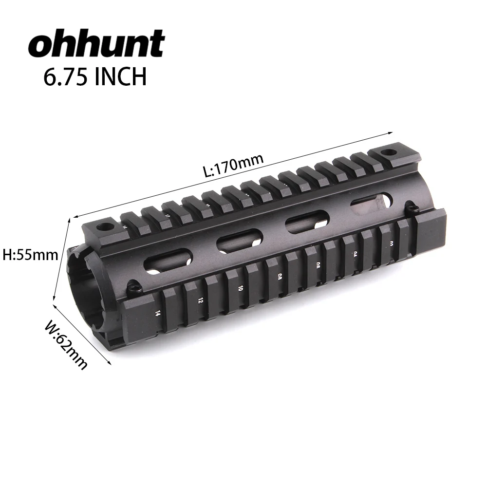 Ohhunt 3,9" 6,75" Carbine Длина 2 шт. падение в Quad рельсовая система обработки черный Тан охотничьи Тактические AR-15 M16 винтовки Drop-In - Цвет: 6.75 inch Black