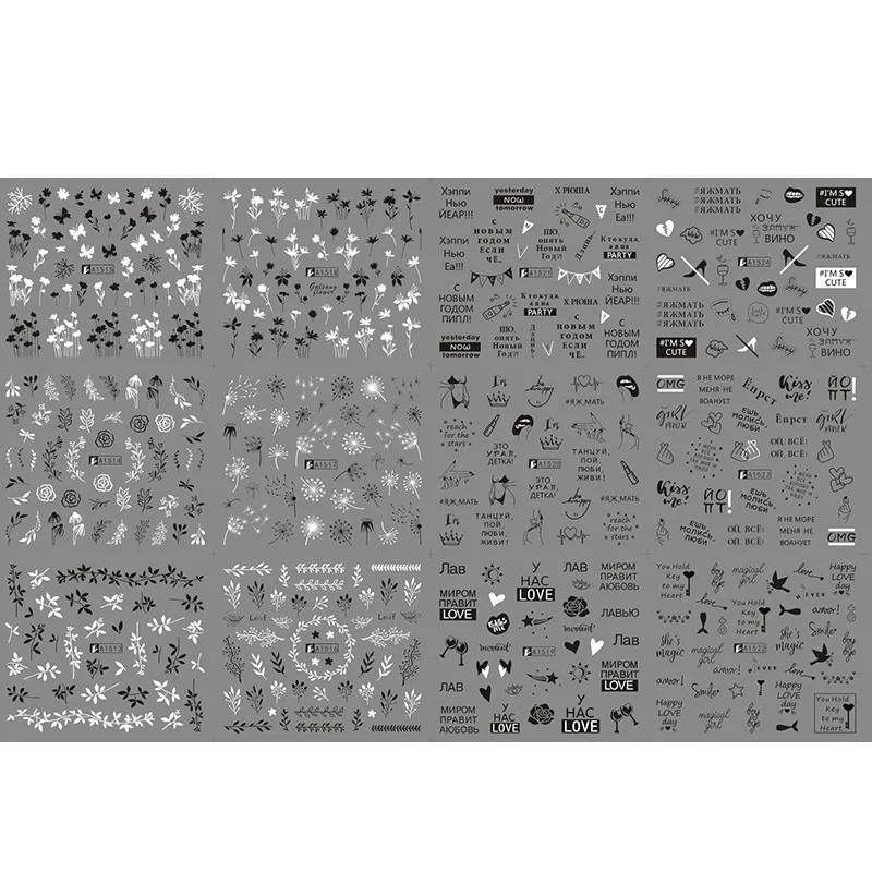 1 Набор, 12 видов конструкций Переводные Слайдеры для ногтей с русским текстом, сексуальная девушка с бабочкой, переводные наклейки для ногтей, полностью обернутые наклейки для дизайна ногтей, маникюрный набор - Цвет: A1513-A1524