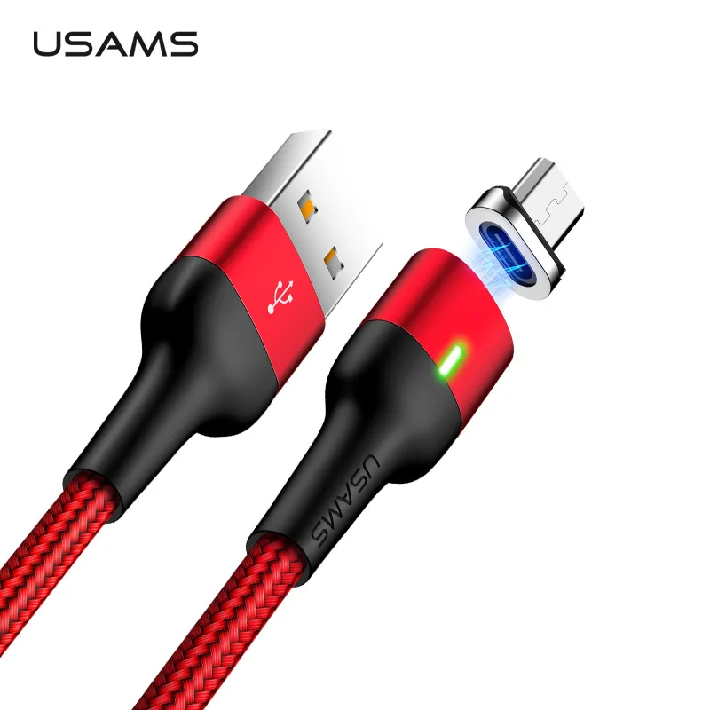 USAMS Магнитный Micro USB кабель зарядное устройство для samsung Xiaomi, быстрая зарядка магнит зарядный провод шнур Кабели для мобильных телефонов