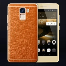 Luxury Genuine Leather Aluminum Frame Case for Huawei Honor 7 5.2″ Fashion Removable Metal Back Phone Cover Shell Quality