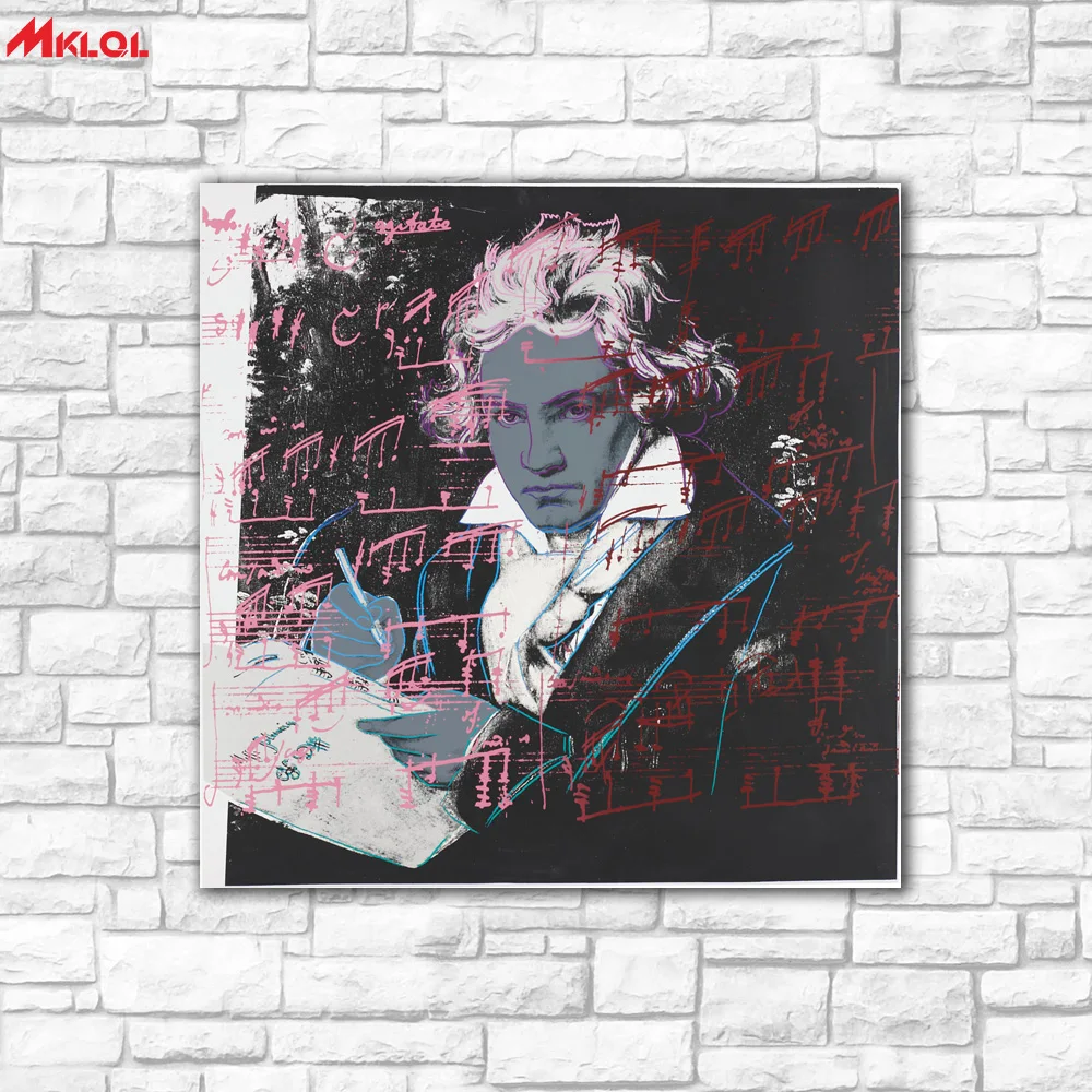 Большая Художественная масляная живопись Andy Warhol Beethoven настенная холст краски