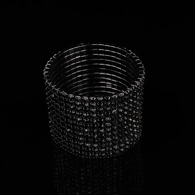 TDQUEEN 12 Rows Black Crystal Rhinestone Bangle Bracelet Black Gun Plated Metal Wide Indian Bangles for Women (2)