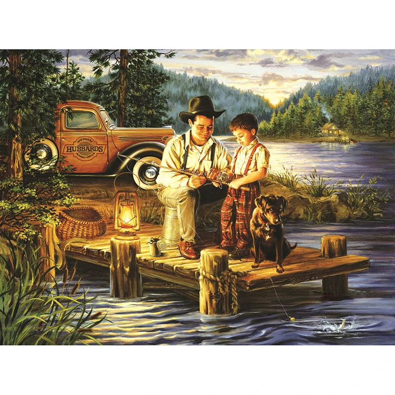 Full square diamond 5D DIY diamond embroidery fishing diamond painting cross stitch rhinestone mosaic decoration gift