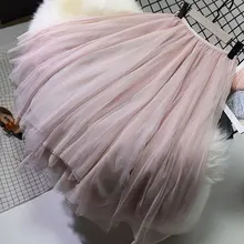 Демисезонный; модные женские туфли со шнуровкой в стиле принцессы 3-х слойная вуаль Тюлевая Юбка Bouffant Паффи Юбка из сетчатой ткани длинные юбки-пачки в Z5296