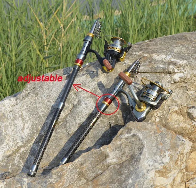  2014 new Carbon sea rod superhard Telescopic Fishing Rod Carbon 1.8-3.6M fishing Rod Spinning free shipping1116