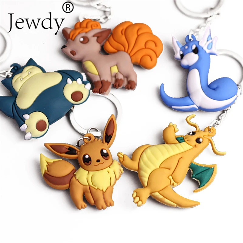 

3D Anime Key Ring Pikachu Keychain Pocket Monsters Key Holder Pendant Mini Charmander Squirtle Eevee Vulpix Figures