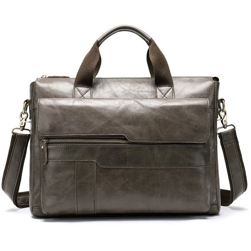 

Male' Vintage Briefcase Genuine Leather Laptops Men' Shoulder Bag Soft Leather Crossbody Bags Business Computer Handbag 8615