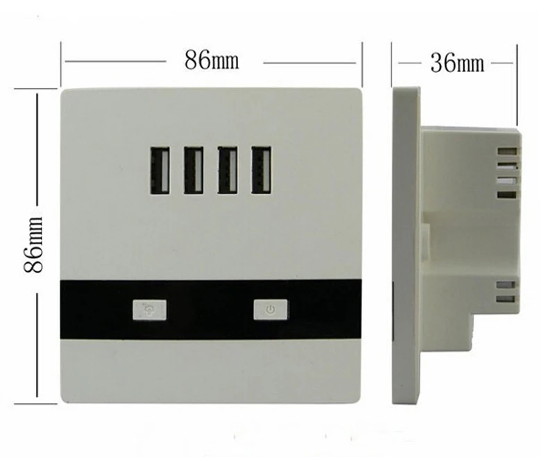 2 шт зарядное устройство розетка-пластина-панель-переключатель USB 4 порта универсальный 3000mA настенная Лицевая панель розетка AC110V 220V - Цвет: White