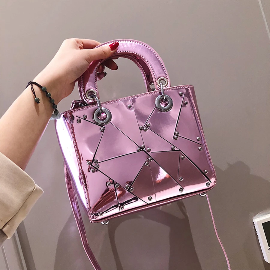 MANFUNI британская модная женская сумка модная новая сумка с заклепками Высококачественная женская сумка из искусственной кожи сумка на плечо с зеркальной ручкой