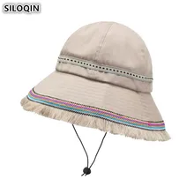 SILOQIN взрослых для женщин хлопок Панама шапки Новинка модные элегантные пляжная шляпа новинка года большой козырек Национальный ветр