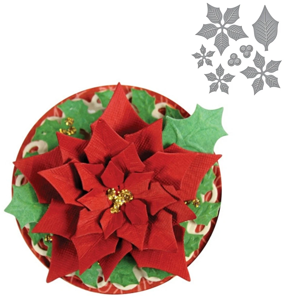 

Hemere Handcrafts Embossing Dies 3D Poinsettia Flower Metal Cutting Dies Making DIY Scrapbooking Paper Birthday Card Stencils