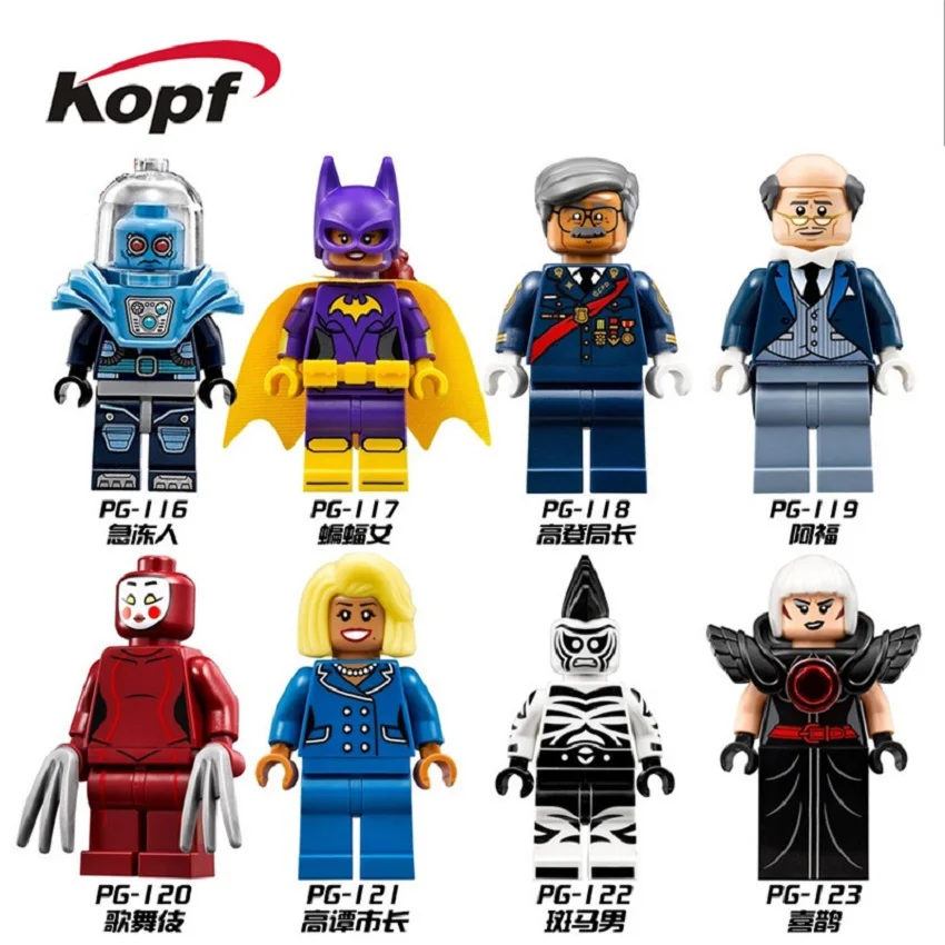 

Building Blocks Mayor Ton Batgirl Mr. Freeze Alfred Kabuki Cnins Zebra Man Magpie Super Heroes Bricks Toys for children PG8039