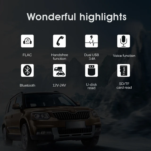 FORNORM Car MP3 Music Player with FM Wireless Hands-free Bluetooth Car Kit Support Folder Switch Voltmeter TF Card U Disk