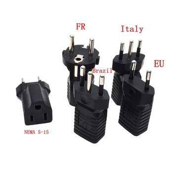 

US Nema 5-15R Sockets to EU/Italy/Brazil 3 Pin Plug Adapter Travel Mains Adapter