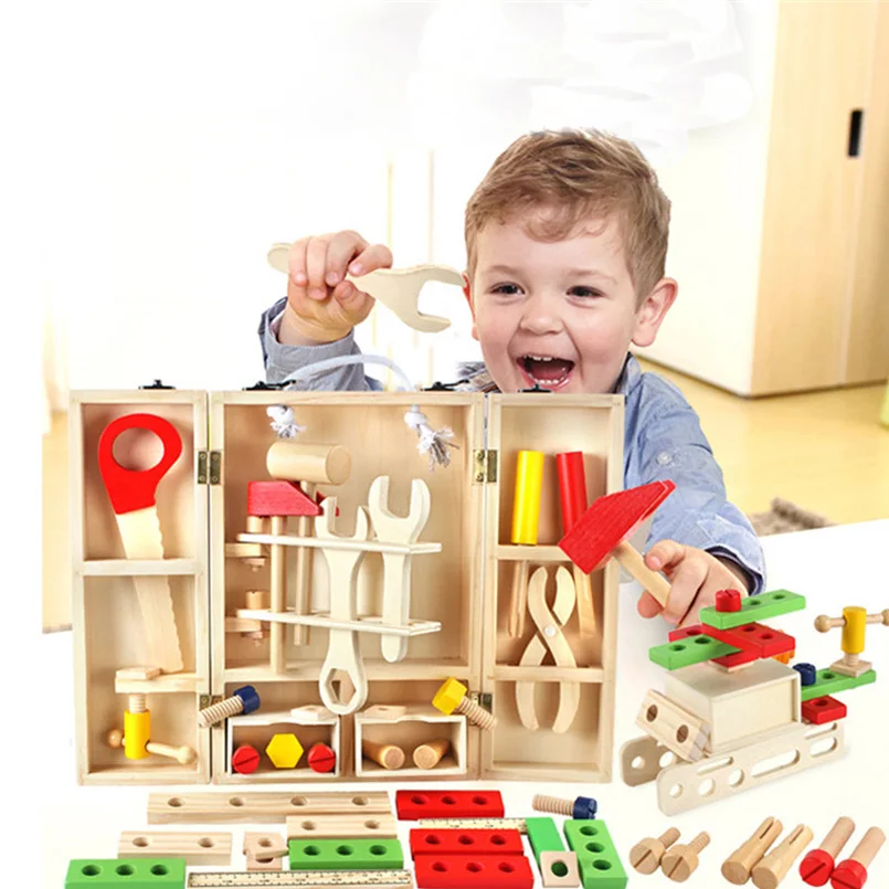 

Wooden Repair Tools Model Kids Pretend Play Toys Simulation Building Tool Kits Set Early Educational Wooden Toy For Children Boy