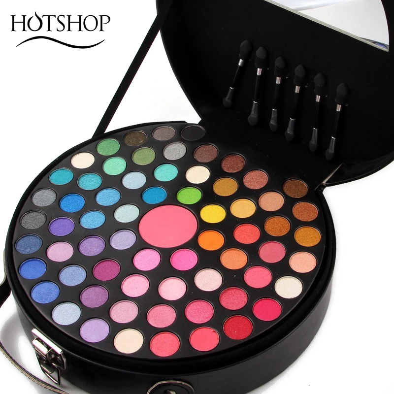 

MISS ROSE 65 colors Eye Shadow Round Palette With 6 Eyeshadow Blushes Makeup Case Portable New Arrival Cosmetic Tools Kit