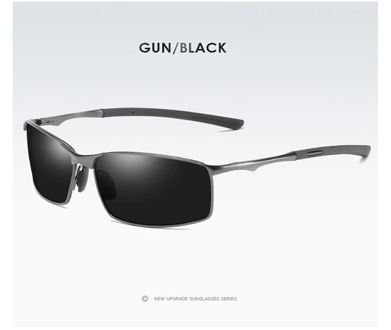 Gray Black Aoron мужские поляризованные солнцезащитные очки для спорта, уличные солнцезащитные очки для вождения, мужские солнцезащитные очки в металлической оправе gafas de sol hombre - Цвет линз: Gray Black