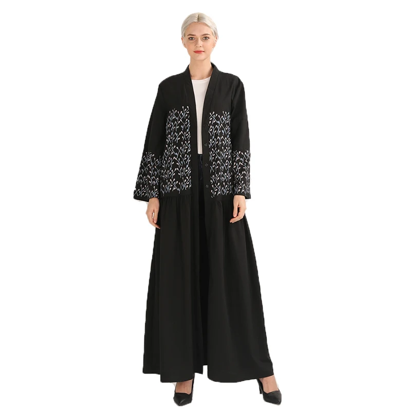 Арабский черный Абая, для мусульман женщин винтажный Печатный шифоновый кардиган Caftan платья