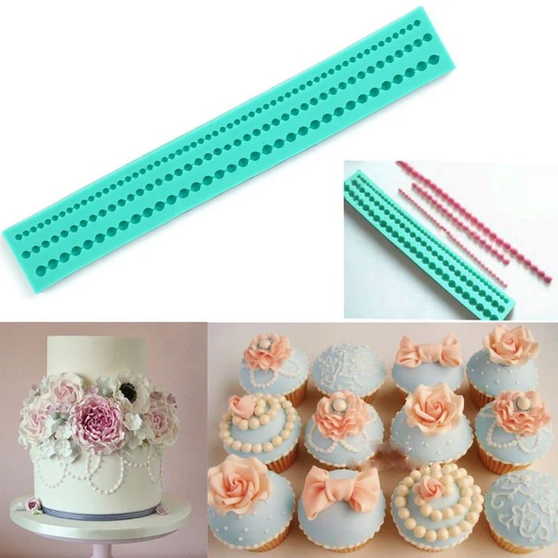 JX-LCLYL Pearl String Beads Silicone Mold Cake Decoration Fondant Sugarcraft Baking Mould
