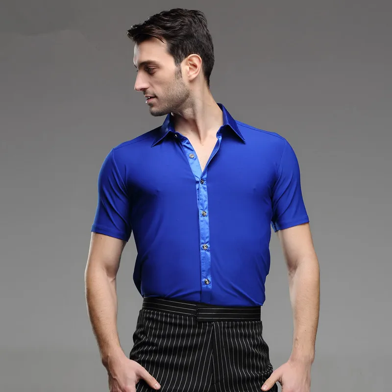 Royal blue Hot Sale New Plus Size Black Waltz Latin Dance Top Men Latin