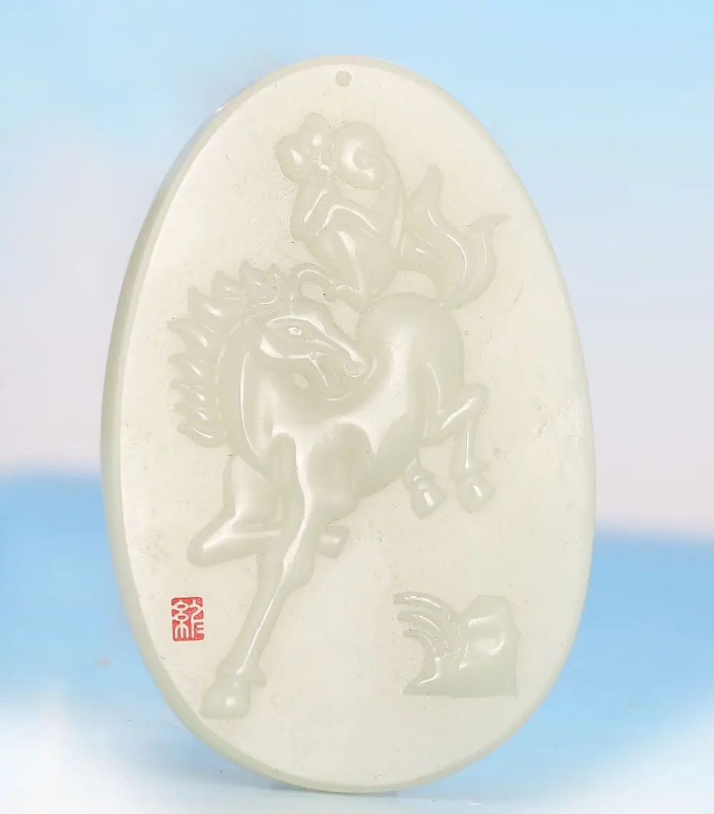 

Excellent Chinese 100% Natural Hand Carving Horse Old HeTian Jade Pendant Natural boutique jewelry pendant