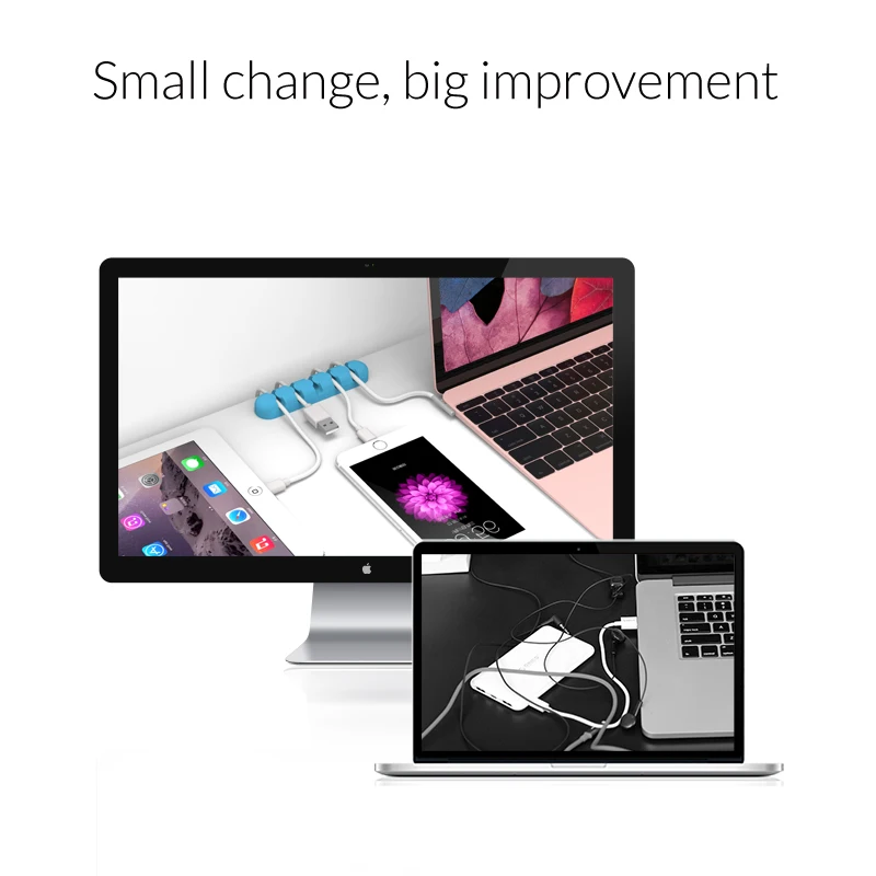 ORICO CBS5 Органайзер, устройство для сматывания кабеля, 5 шт. в упаковке, кабельный органайзер для наушников, силиконовый держатель для зарядного устройства, зажимы для MP3, MP4