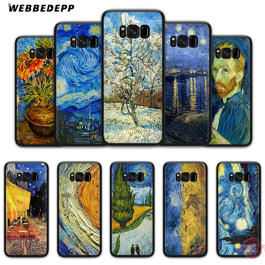 WEBBEDEPP Van Gogh Tardis Soft Case for Samsung A6 A7 A8 A9 J6 2018 S6 S7 S8 S9 S10E S20 Ultra Note 8 9 10 Lite Plus | Мобильные
